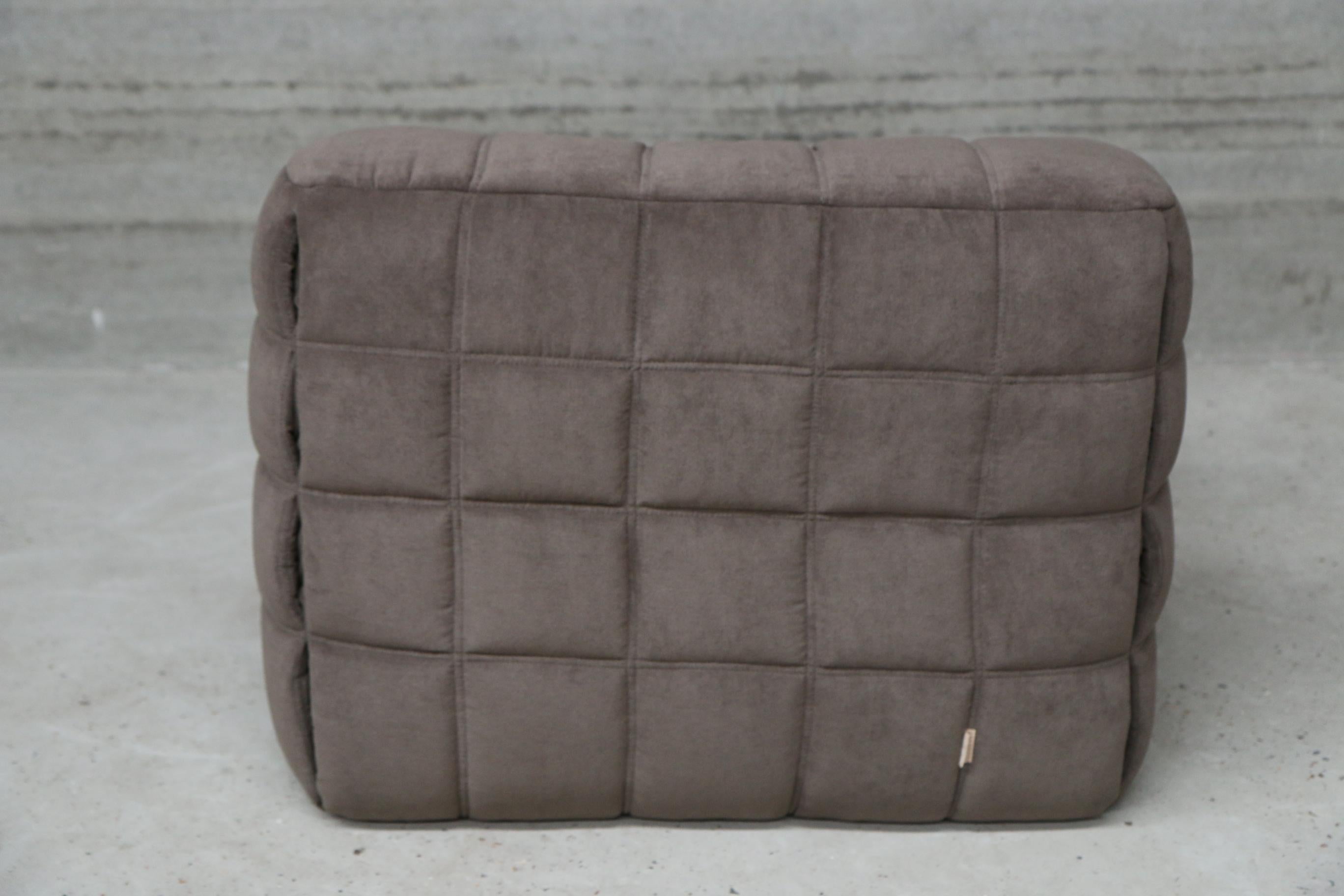 Mid-Century Modern Vintage Ligne Roset Kashima Single Re-Upholstered in Velvet Goldbrown Fabric For Sale