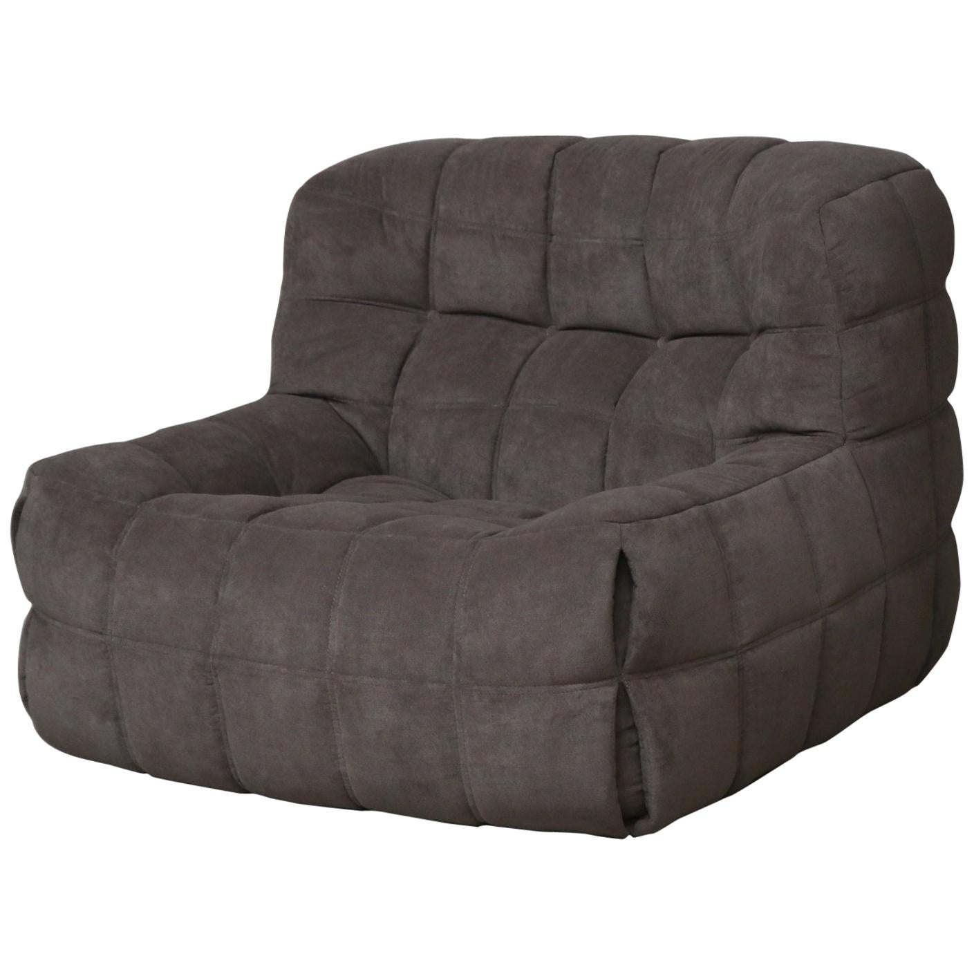 Vintage Ligne Roset Kashima Single Re-Upholstered in Velvet Goldbrown Fabric For Sale