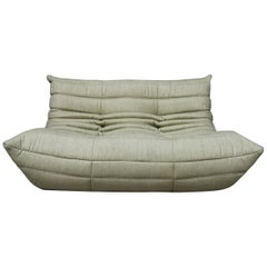 Used CERTIFIED Ligne Roset TOGO Loveseat in Stain Free Olive Fabric, DIAMOND QUALITY