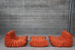 CERTIFIED Ligne Roset TOGO Pouf in Stain Free "Mandarin" Fabric, DIAMOND QUALITY