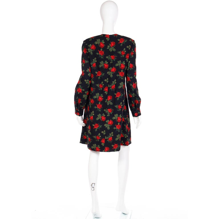 chinese dress ladies LONG SLEEVES BLACK GOWN WITH DRAPPED RED ROSES | CULT MIA main image 0