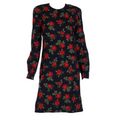 Used Lihli New York Black Floral Long Sleeved Dress With Red Roses