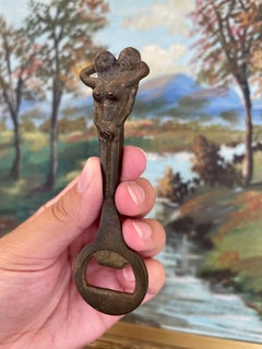Vintage Likely Cast Iron Figural Nude Double Woman Flaschenöffner.