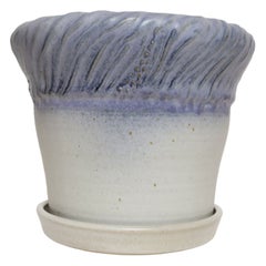 Vintage Lilac and Pale Gray Studio Ceramic Planter with Plate by Deanna Nichols