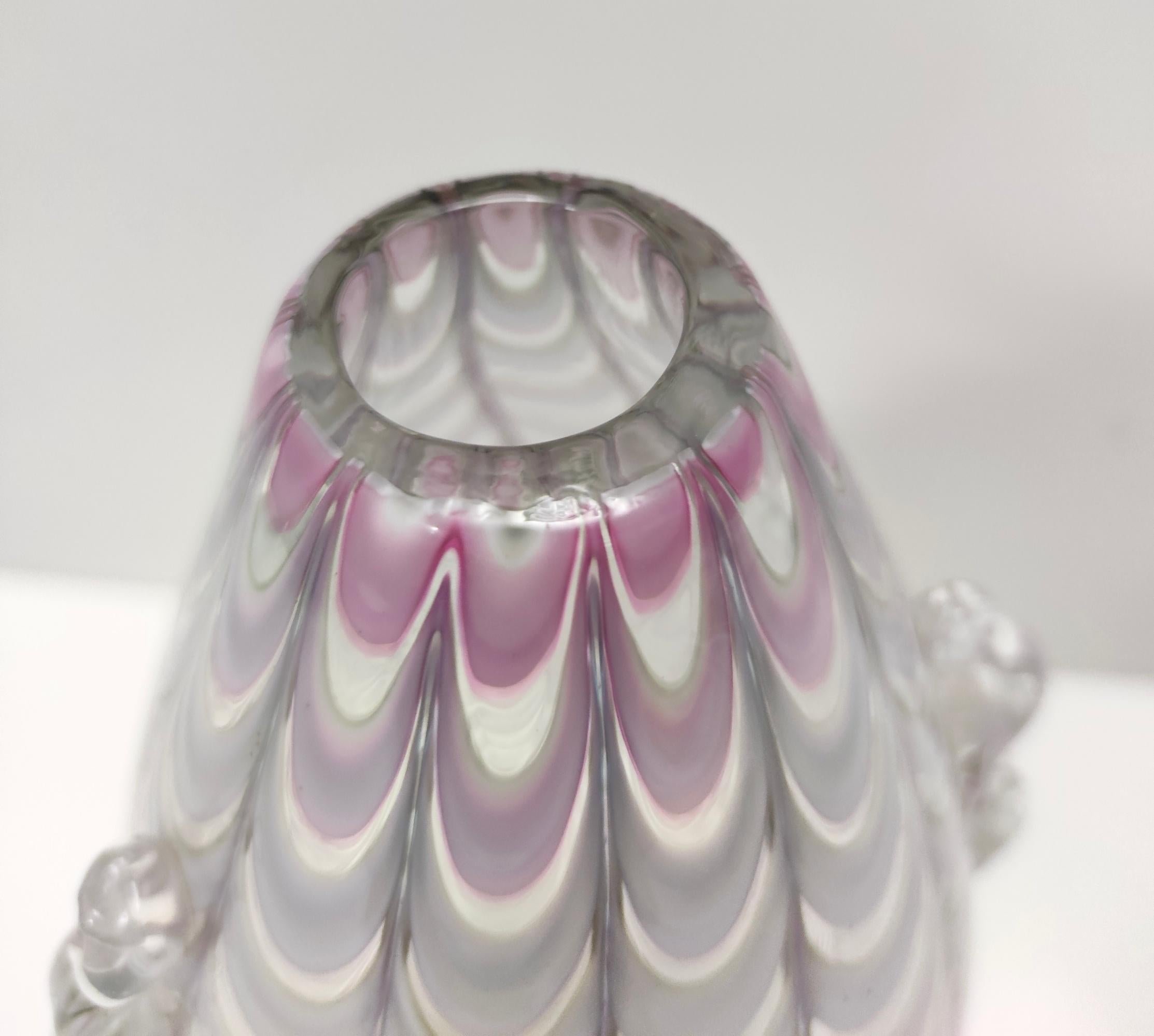 Vase vintage en verre de Murano lilas et transparent par Alberto Donà, Italie en vente 4