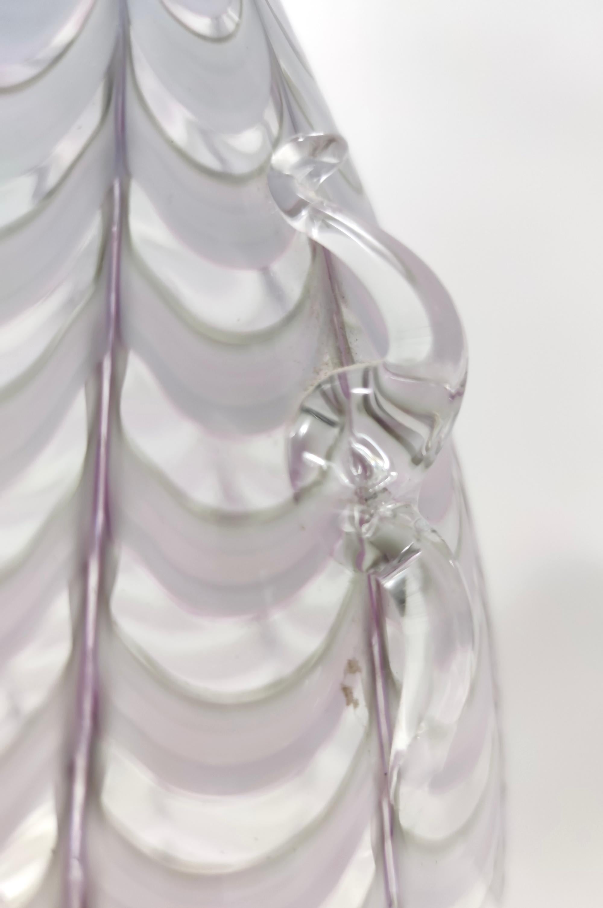 Vase vintage en verre de Murano lilas et transparent par Alberto Donà, Italie en vente 6