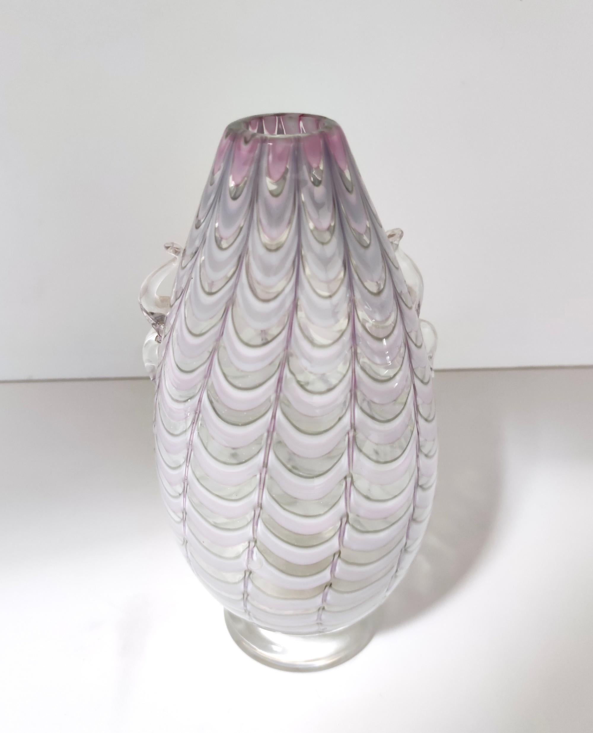 Milieu du XXe siècle Vase vintage en verre de Murano lilas et transparent par Alberto Donà, Italie en vente