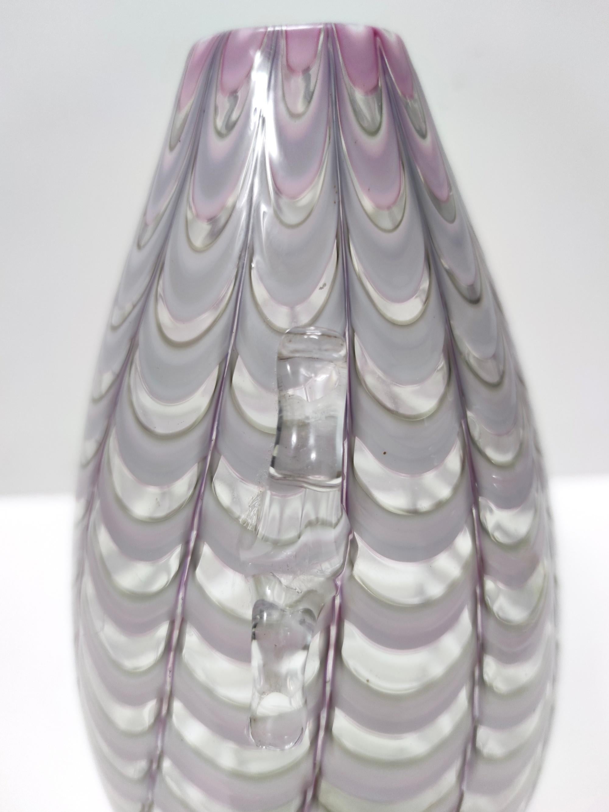 Fliederfarbene und transparente Murano-Glasvase von Alberto Donà, Italien im Angebot 1