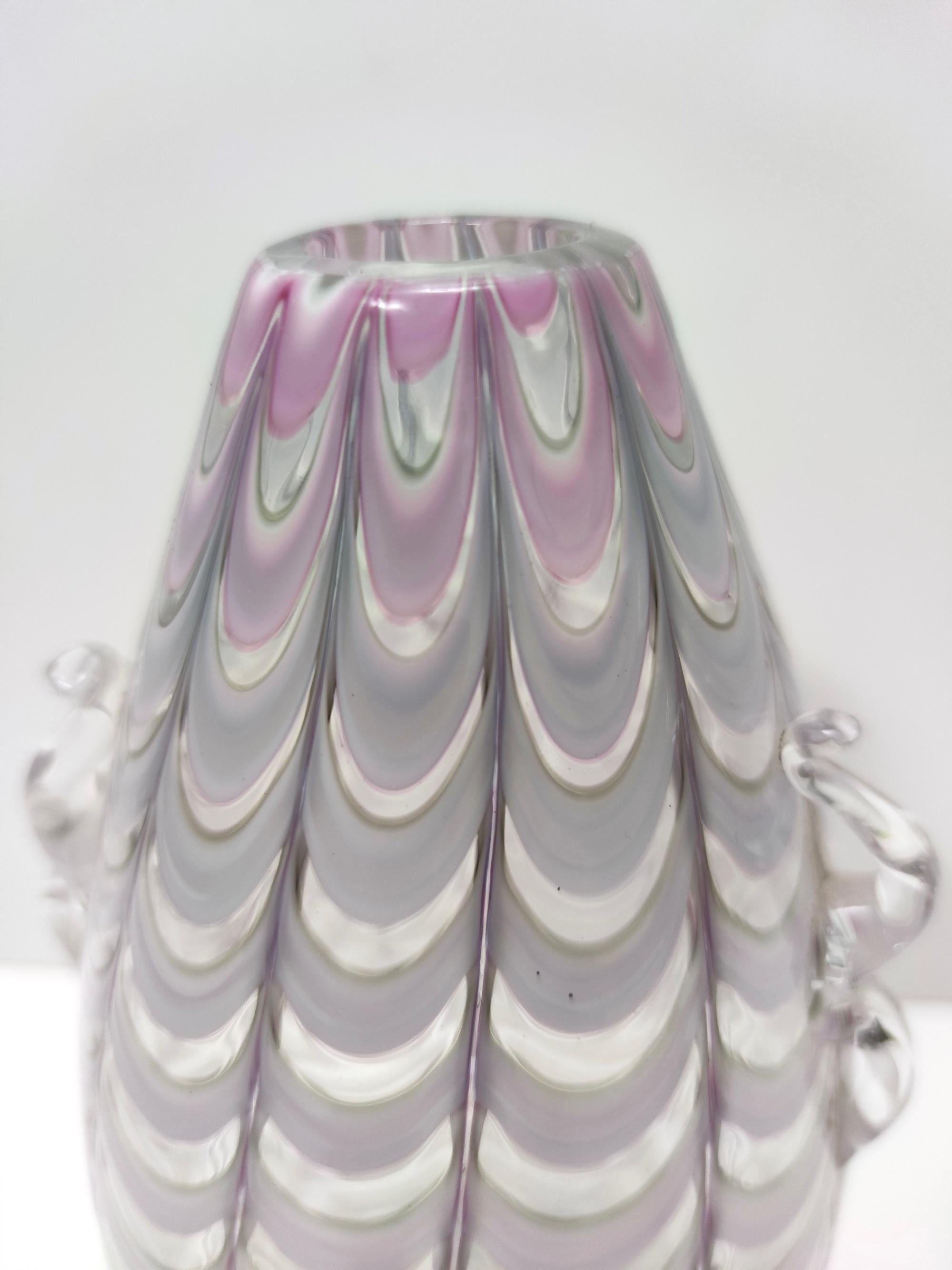 Fliederfarbene und transparente Murano-Glasvase von Alberto Donà, Italien im Angebot 2