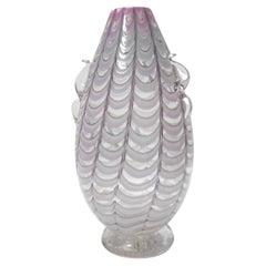 Vintage Lilac and Transparent Murano Glass Vase by Alberto Donà, Italy