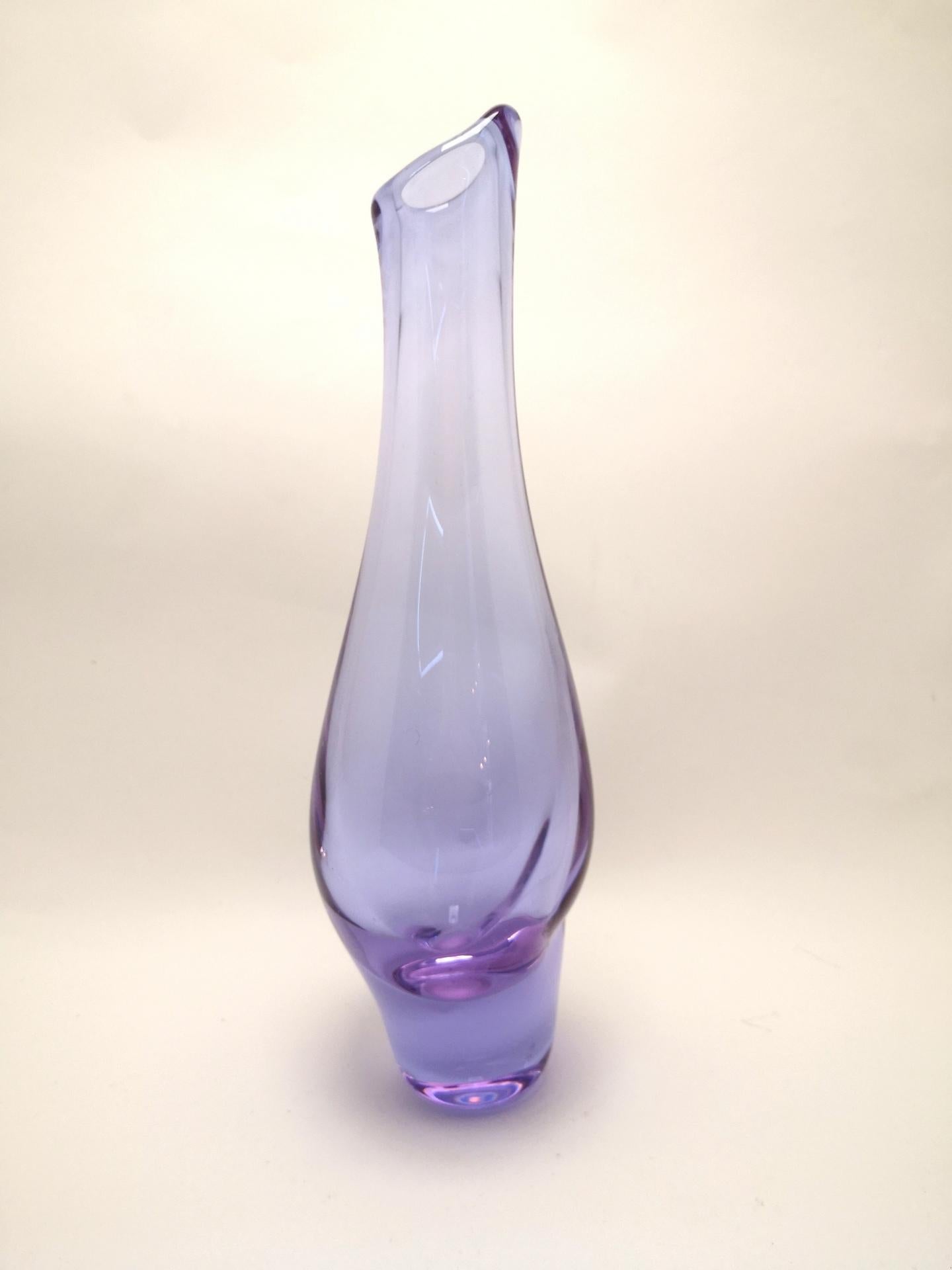 Scandinavian Modern Vintage Lilac Glass Vase, 1960s For Sale