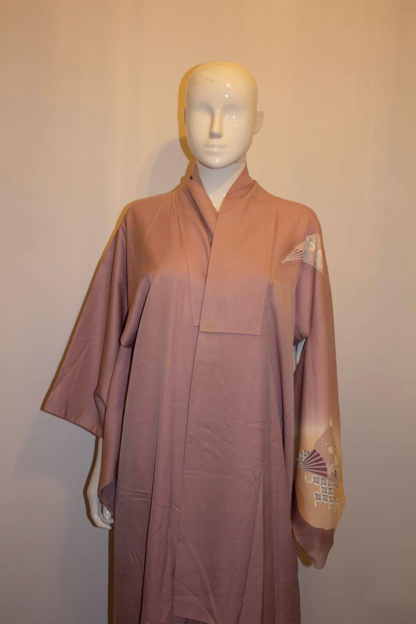 Brown Vintage Lilac Kimono For Sale