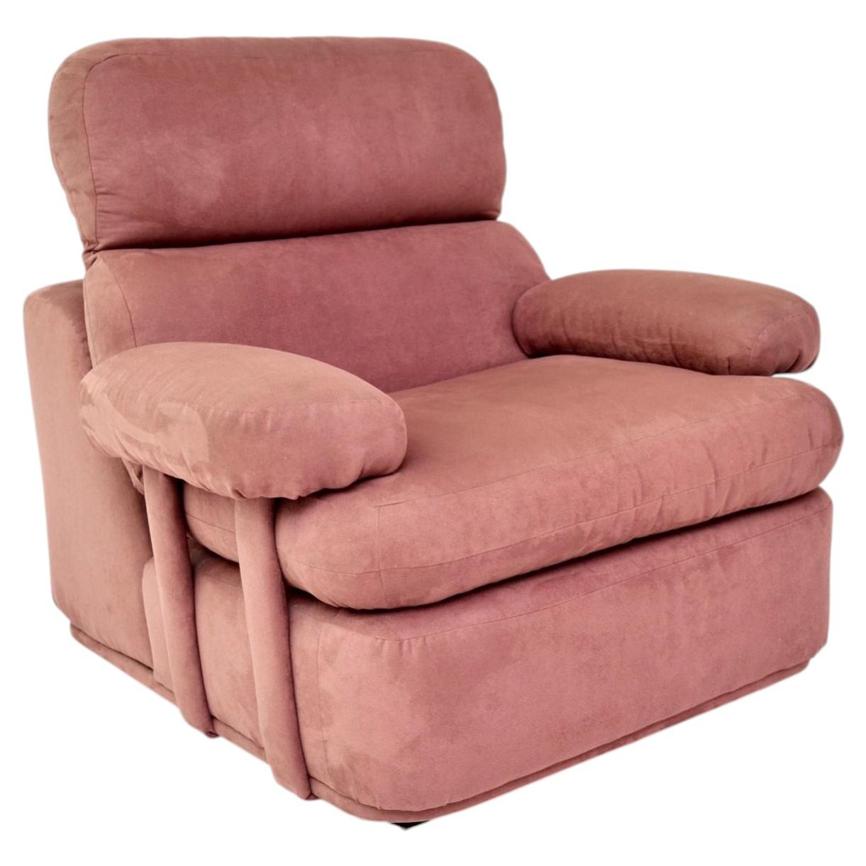 Vintage Lilac Suede Lounge Armchair For Sale