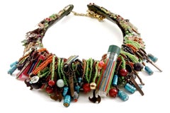 Collar gargantilla vintage LILIANE MULLER con flecos de aparatos electrónicos y artilugios