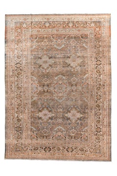 Vintage Lillian Rug with Slate Field and Palmette Border