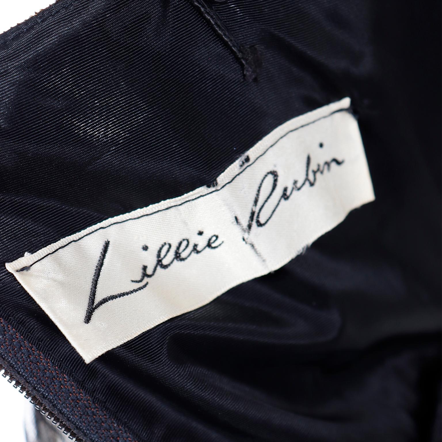 Lillie Rubin - Robe en tulle noir  pois dors, vintage, annes 1970 en vente 4