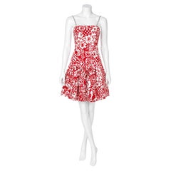 Vintage Lillie Rubin 1980s Red White Sequin Mini Cocktail Dress Size 2