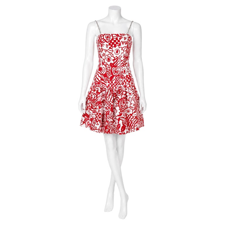 Vintage Lillie Rubin 1980s Red White Sequin Mini Cocktail Dress Size 2 For  Sale at 1stDibs