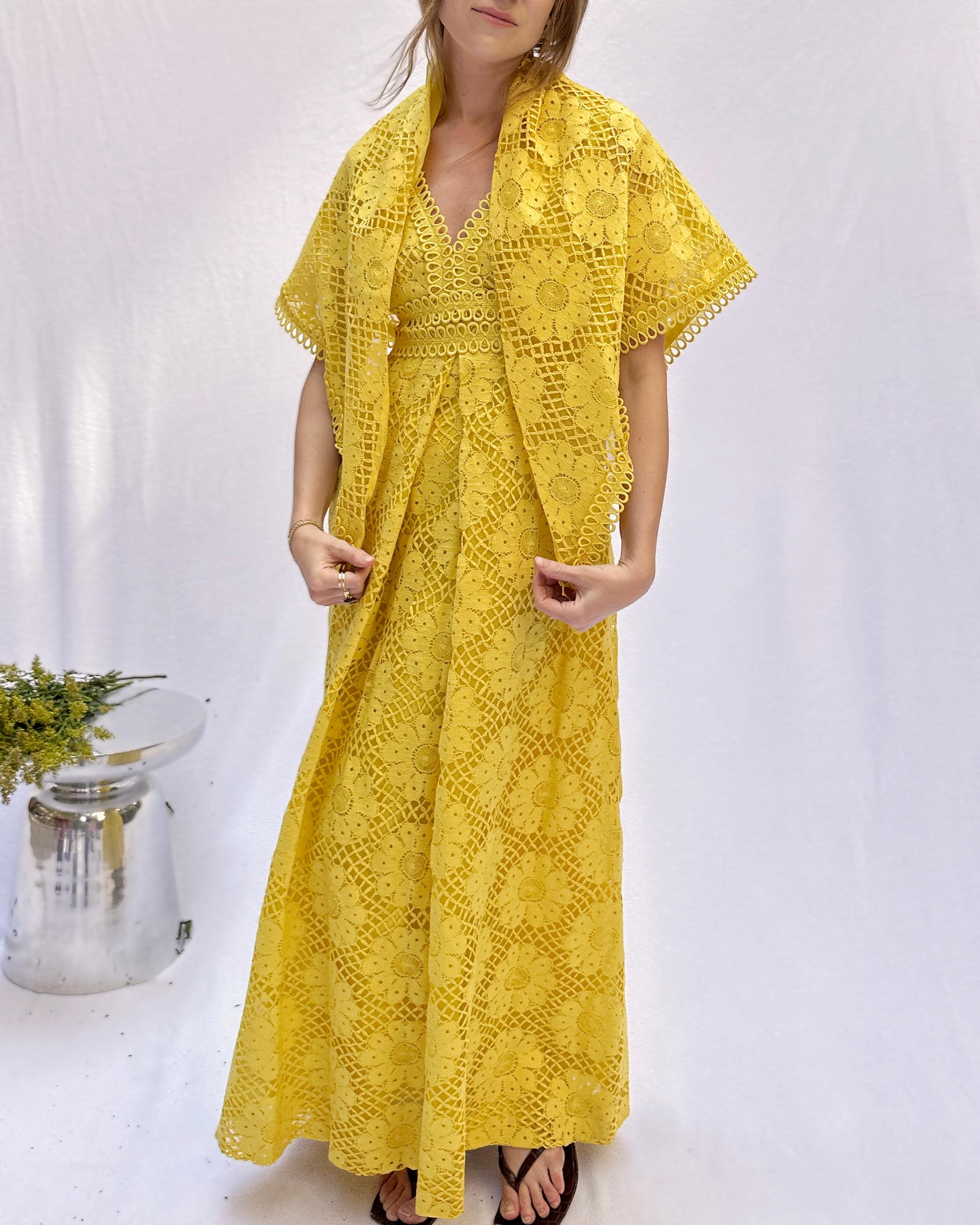 Marron Lillie Rubin - Robe colonne en dentelle crochetée vintage en vente