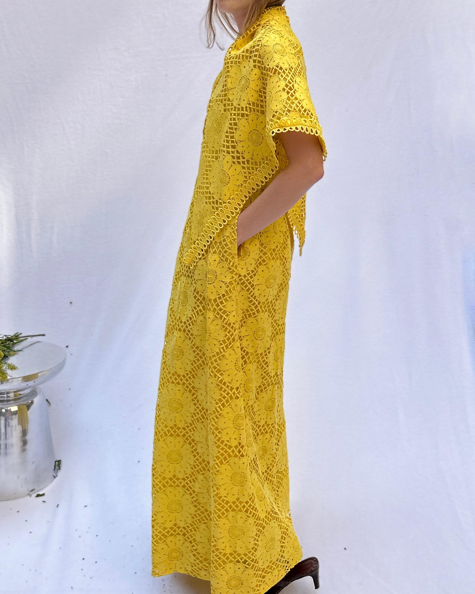 Brown Vintage Lillie Rubin Crochet Lace Column Dress For Sale