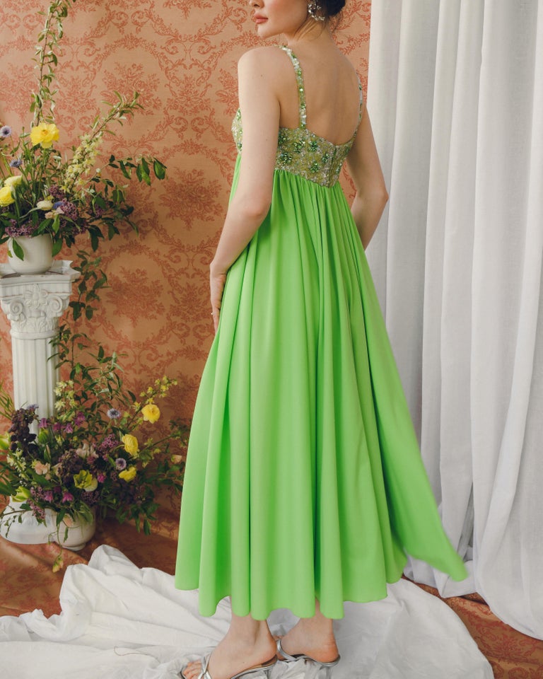 matching shawl for green dress Long Chiffon Green Mother Of The Bridal Dress With Shawl – TANYA BRIDAL main image 1