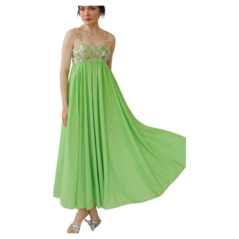 Vintage Lillie Rubin Empire Waist Embellished Gown With Matching Shawl at  1stDibs