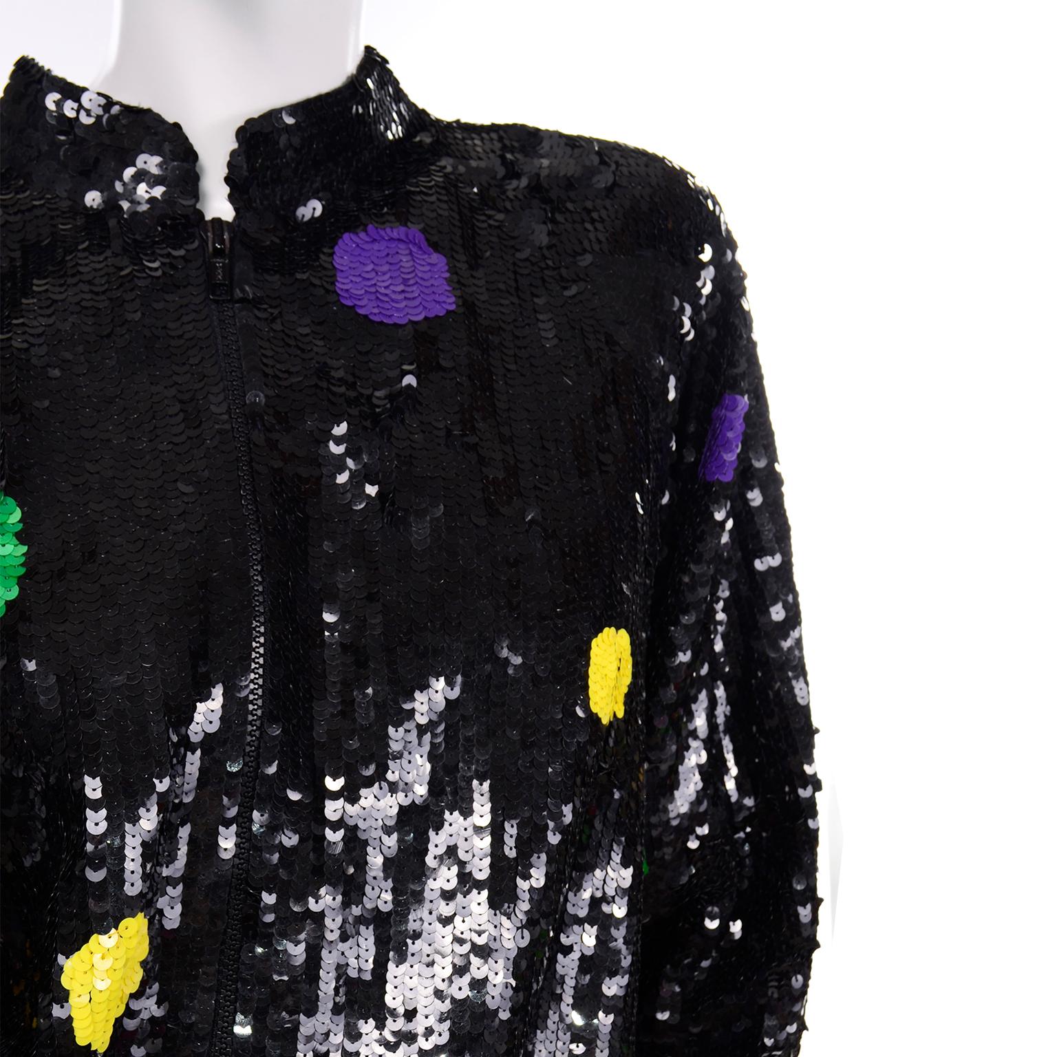 Women's Vintage Lillie Rubin Sequin Shorts & Zip Sweatshirt Jacket Suit W Polka Dots For Sale