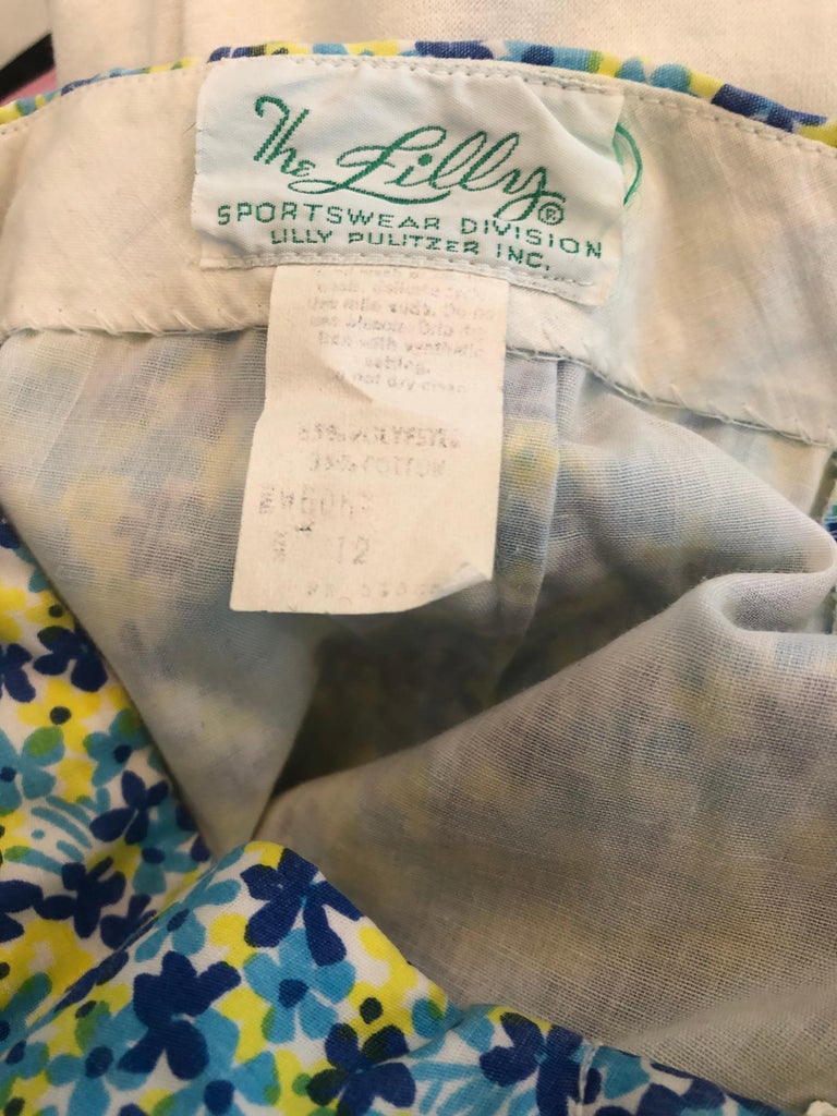 Vintage Lilly Pulitzer 1970s High Waisted Blue + Yellow + Turquoise ...