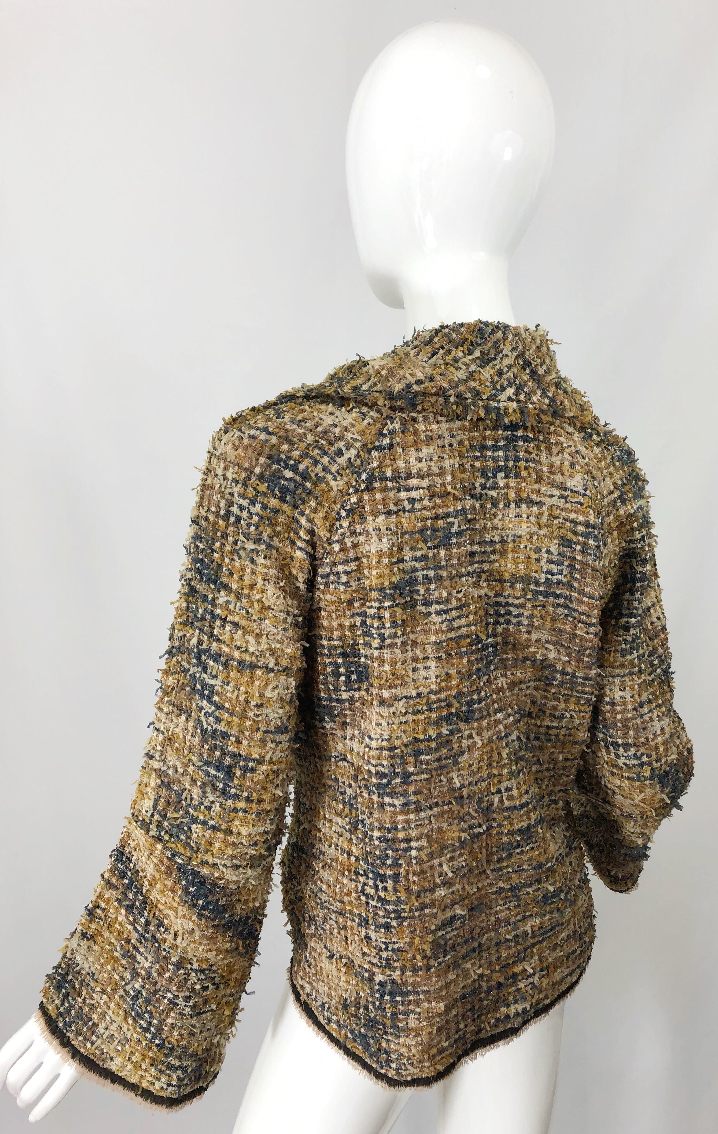 Vintage Lily Samii Brown + Camel Boucle 1990s Lightweight Bell Sleeve 90s Jacket 11
