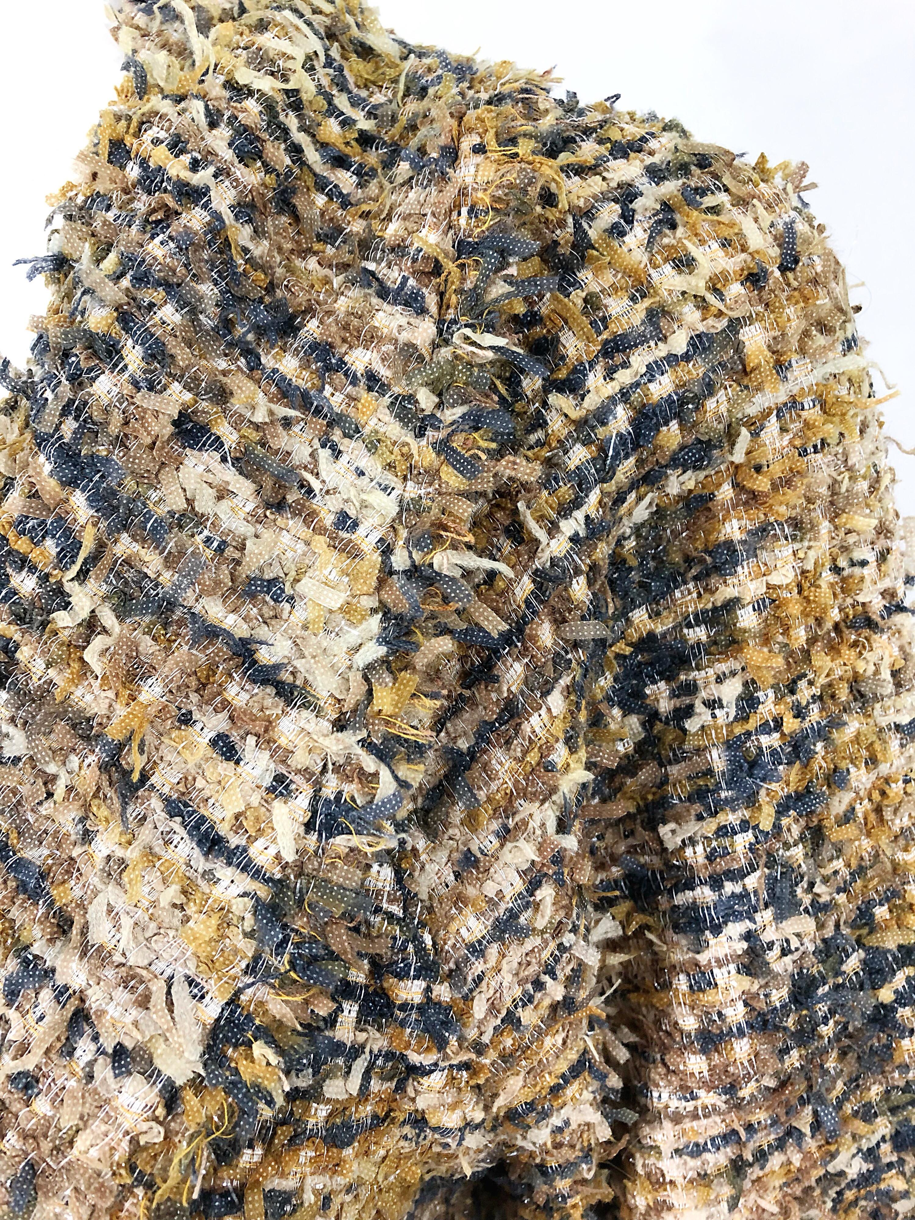 Women's Vintage Lily Samii Brown + Camel Boucle 1990s Lightweight Bell Sleeve 90s Jacket