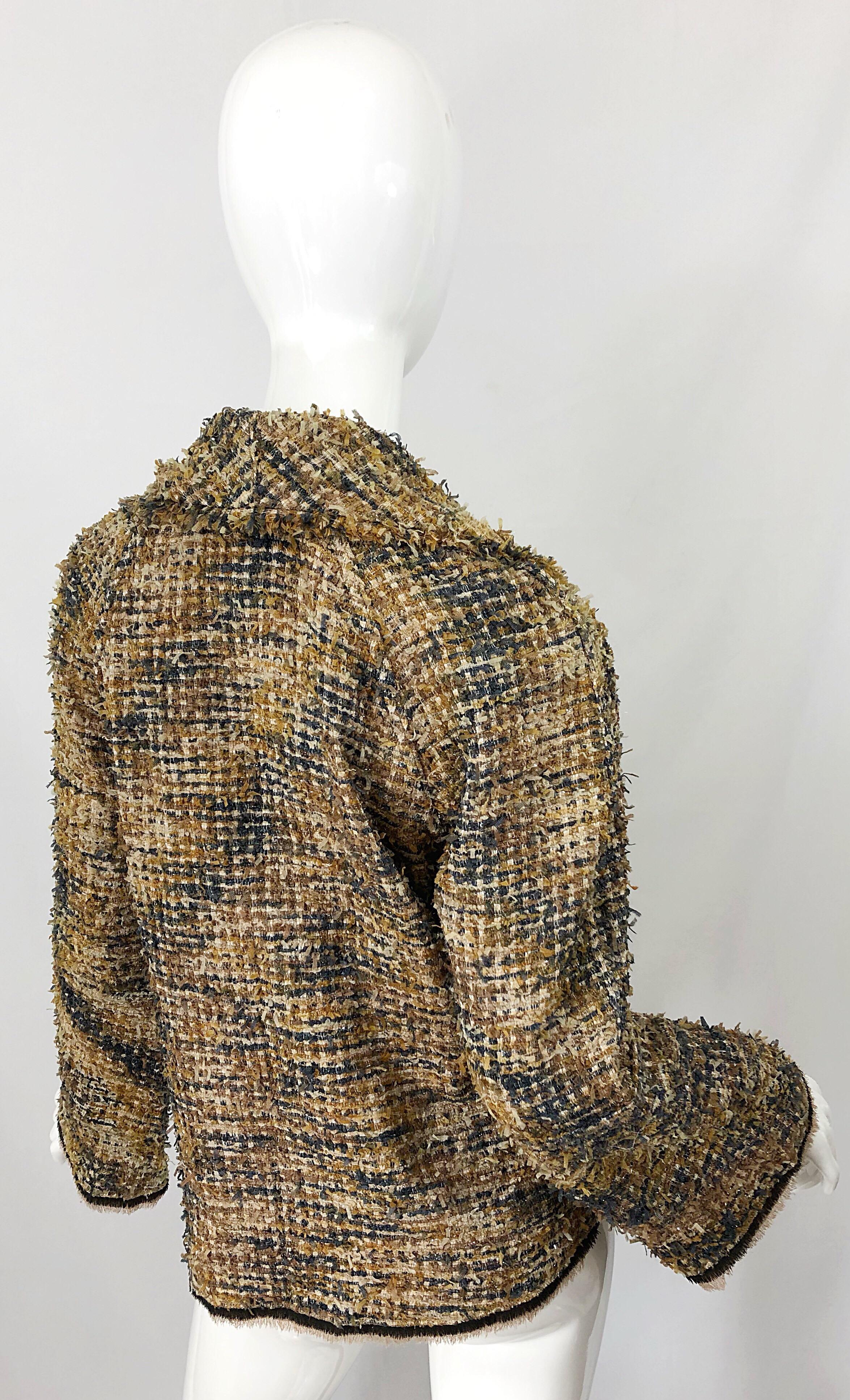 Vintage Lily Samii Brown + Camel Boucle 1990s Lightweight Bell Sleeve 90s Jacket 1