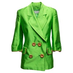 Vintage Lime Gianfranco Ferre Silk Blazer Size US S/M