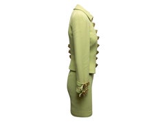 Vintage Lime Green Gianni Versace Couture Fall/Winter 1992 Buckle Skirt Suit Siz
