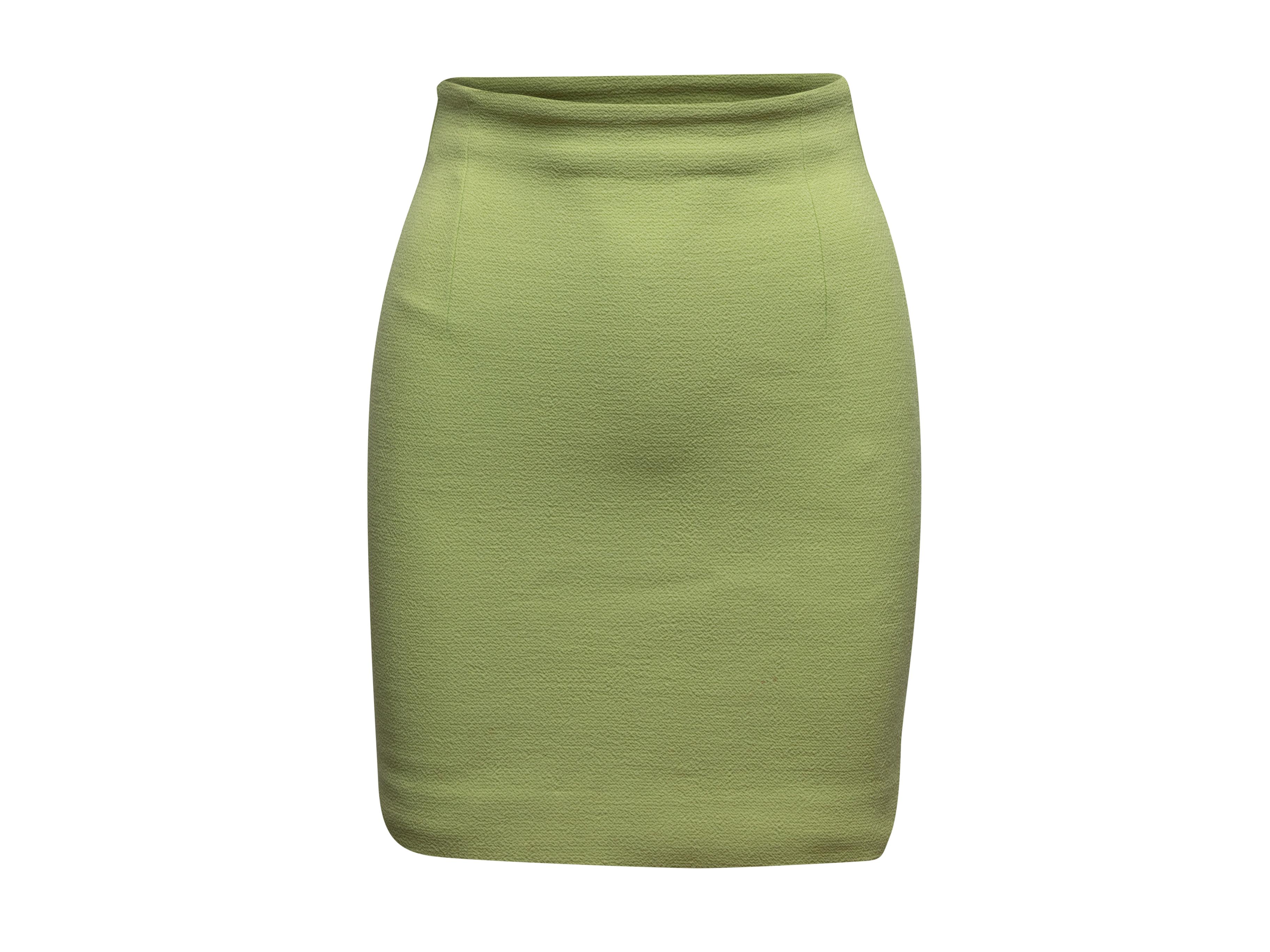 Women's Vintage Lime Green Gianni Versace Couture Fall/Winter 1992 Buckle Skirt Suit Siz For Sale