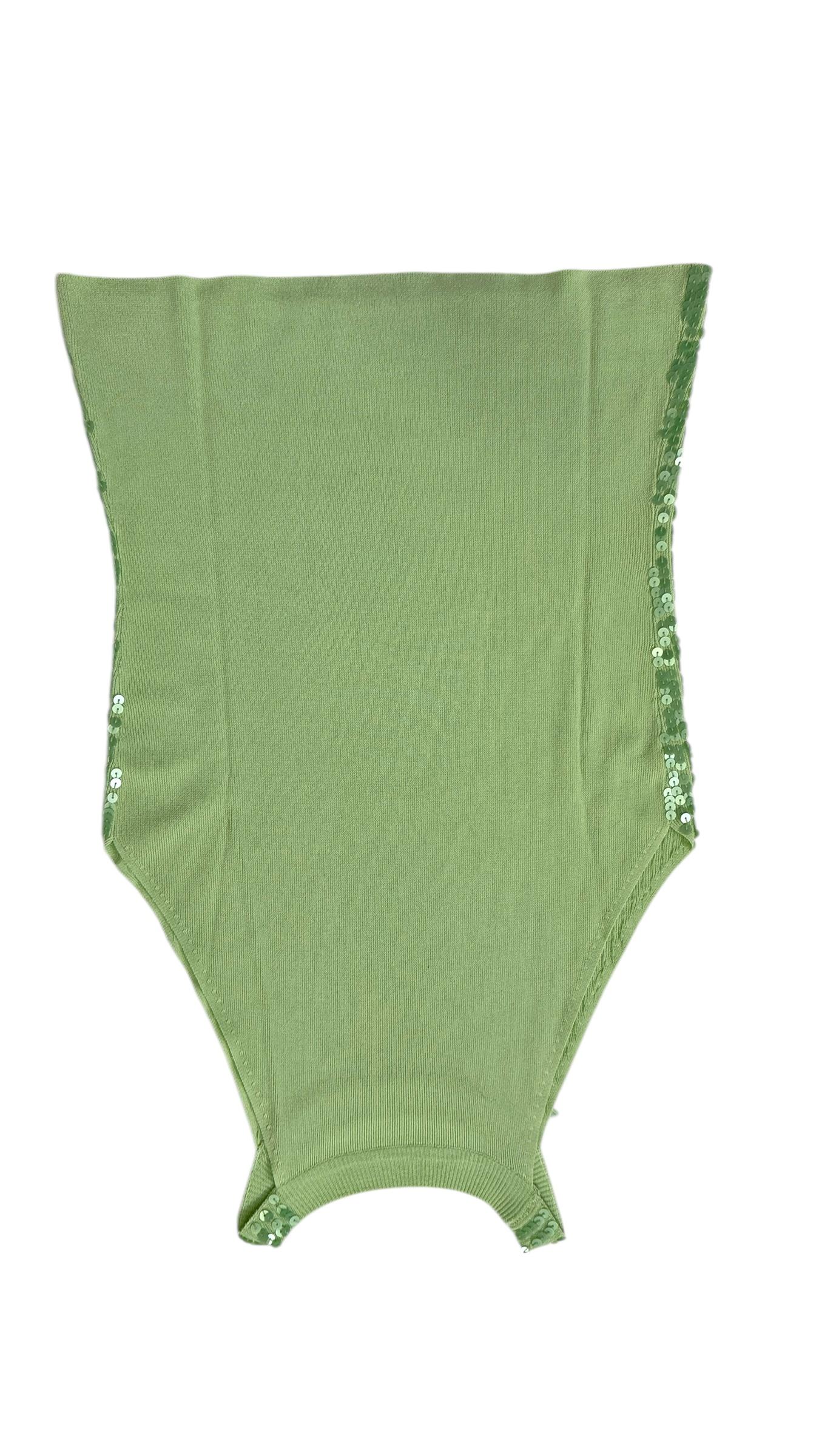 Vintage Lime Green Knit Tank Top with Allover Sequins - We pay for import duty! For Sale 1