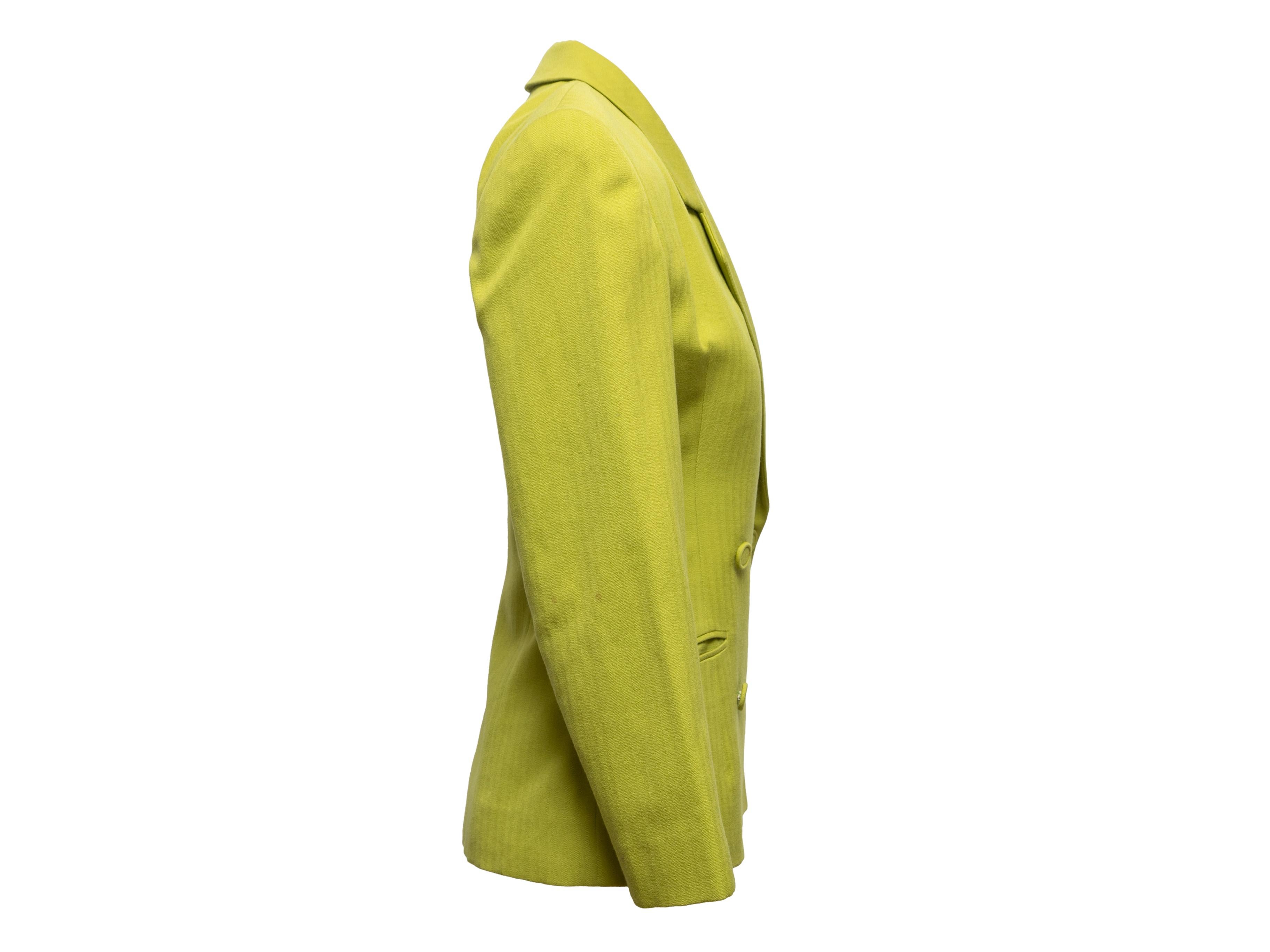Vintage Lime Green Omo Norma Kamali 1980s Blazer Size US XS/S In Excellent Condition For Sale In New York, NY