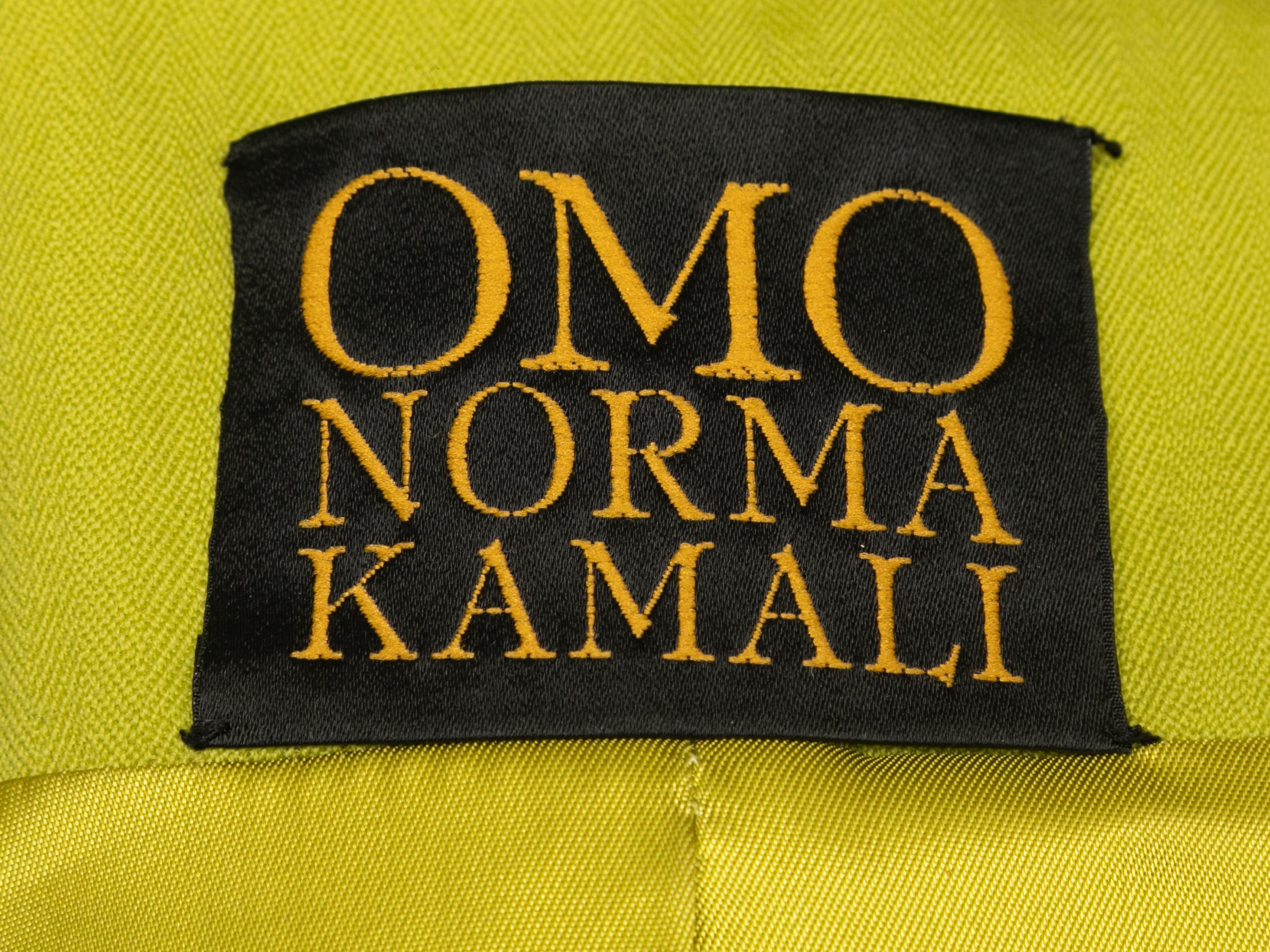 Vintage Lime Green Omo Norma Kamali 1980er Jahre Blazer Größe US XS/S im Angebot 1