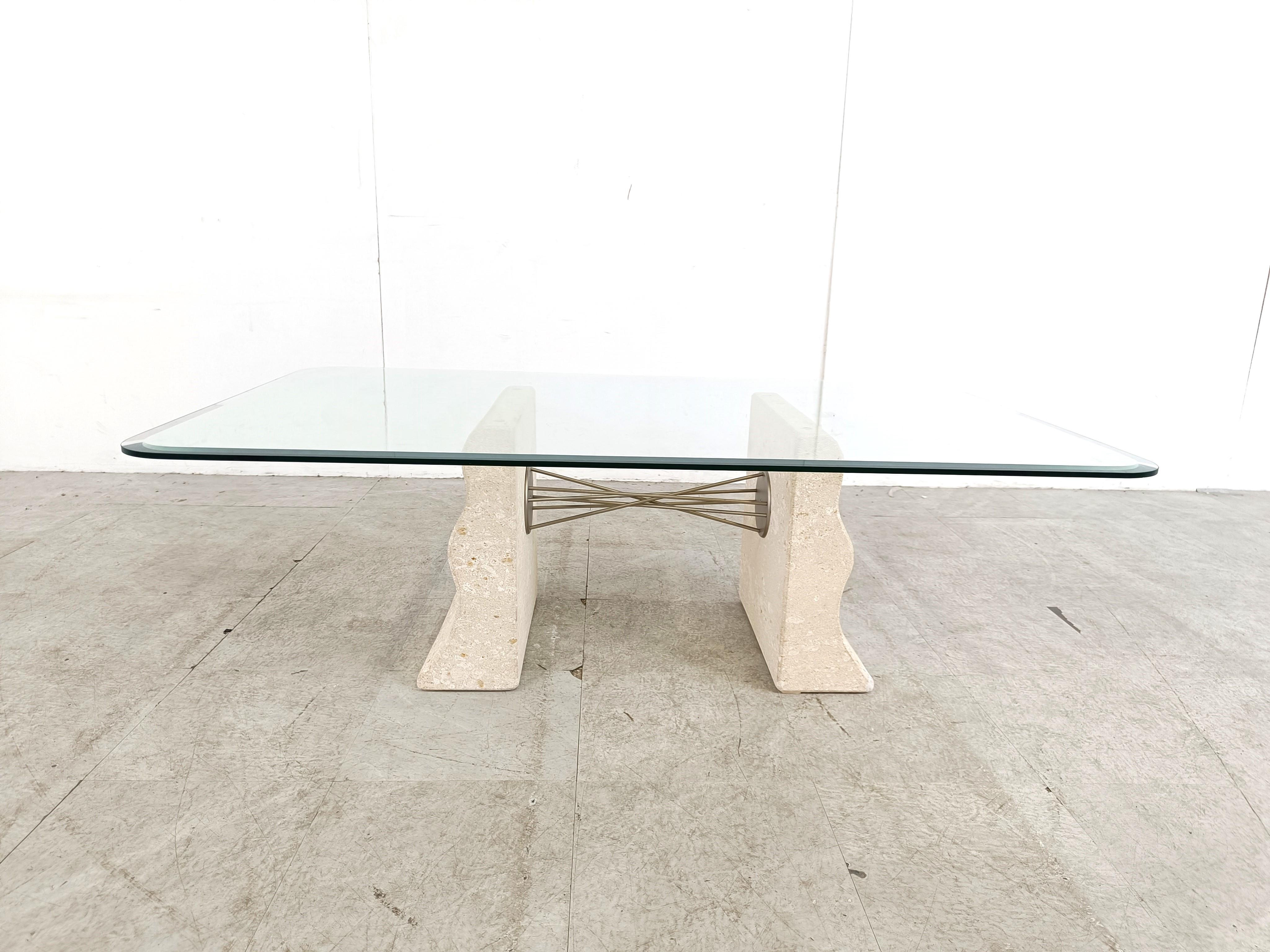 Post-Modern Vintage lime stone coffee table, 1990s