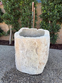 Vintage Limestone Trough Fountain with Copper