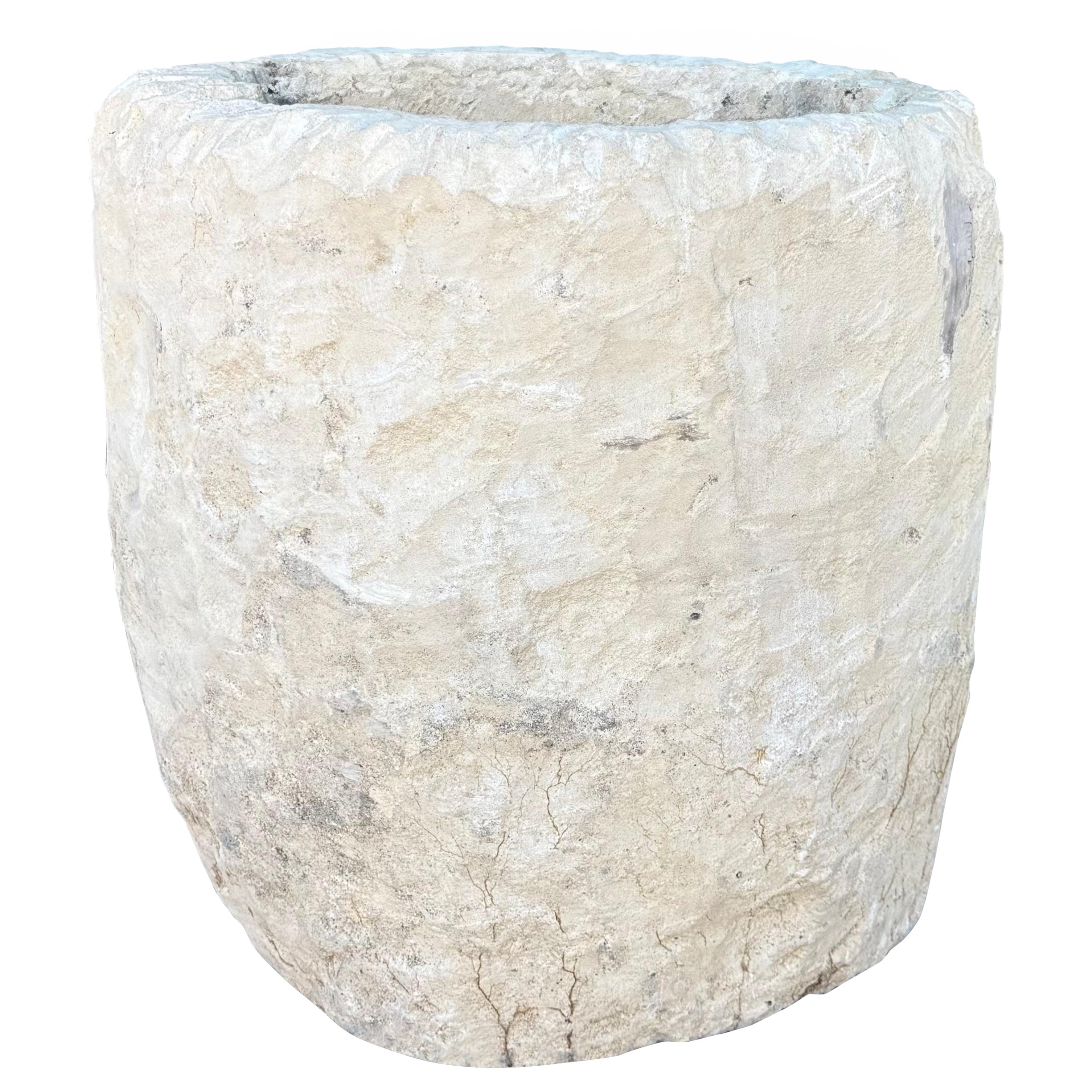 Vintage Limestone Trough Medium Size with Sea Fan Fossilization For Sale