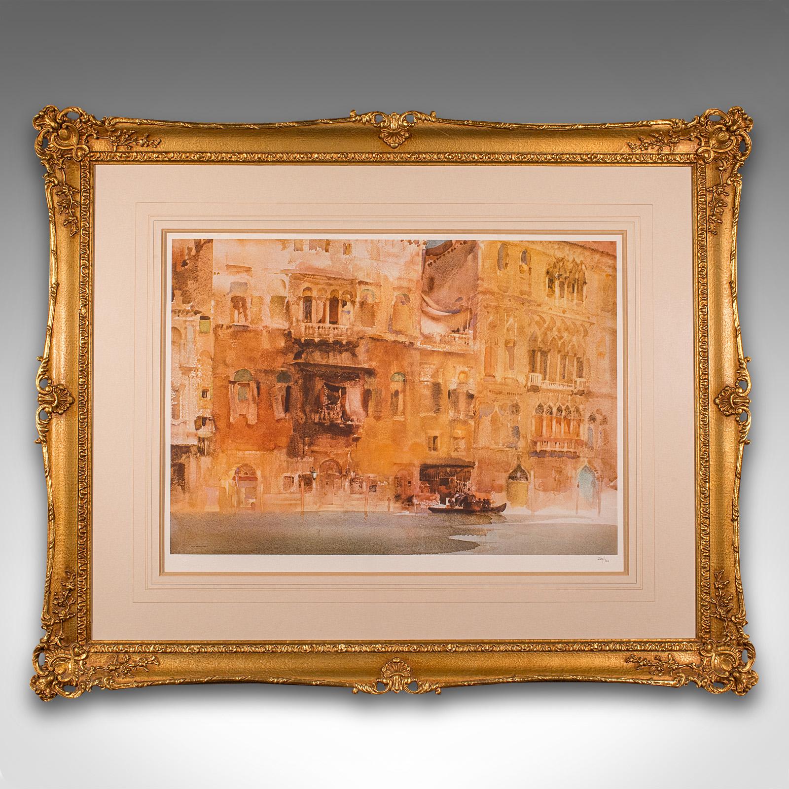 
Il s'agit d'un grand tirage d'art vintage en édition limitée représentant Venise. Peinture anglaise encadrée intitulée 