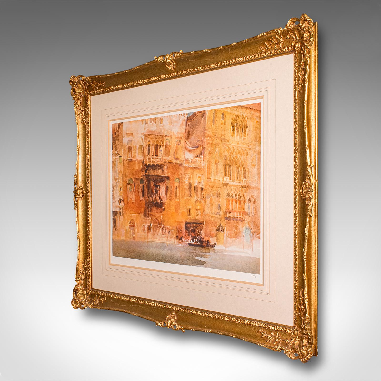 Mid-Century Modern Impression d'art vintage en édition limitée, canal de Venise, encadrée, William Russell Flint en vente
