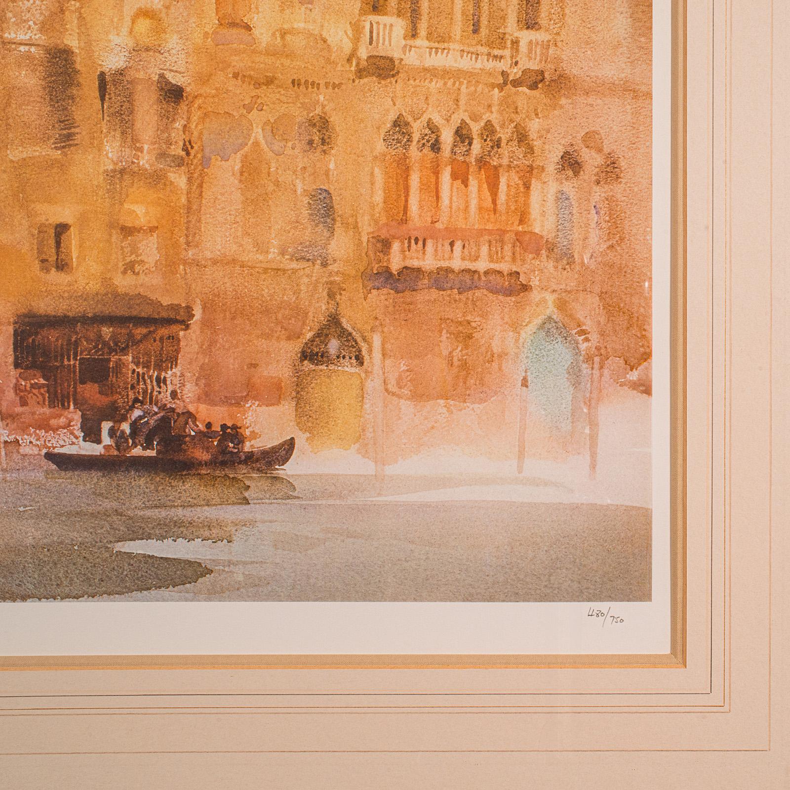 Impression d'art vintage en édition limitée, canal de Venise, encadrée, William Russell Flint en vente 2