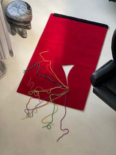 Vintage Limited Edition Red Rug by Claude Picasso Son of Pablo for Rapsel, 1990s