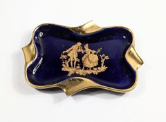 Vintage Limoges 22k Gold Trinket Ashtray  Louis XVI Courtesan Scene