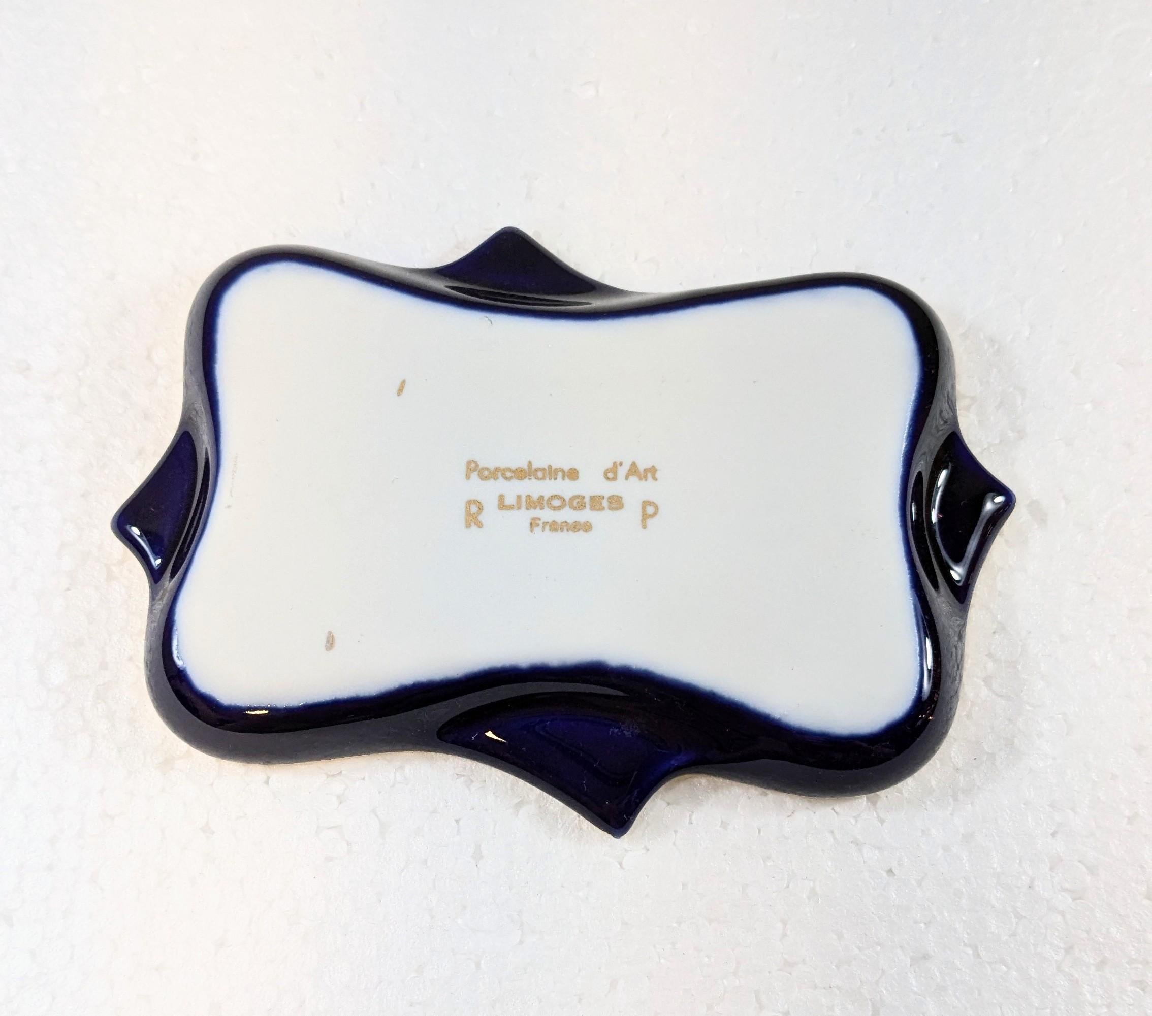 French Vintage Limoges 22k Gold Trinket Ashtray  Louis XVI Courtesan Scene For Sale