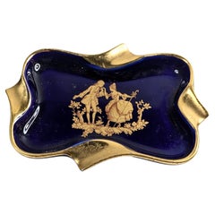 Antique Limoges 22k Gold Trinket Ashtray  Louis XVI Courtesan Scene
