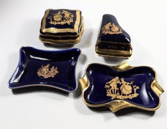 Vintage Limoges 22k Gold Trinket Jewelry  Pieces Louis XVI Courtesan Scene