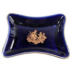 Antique Limoges 22k Gold Trinket Jewelry  Small Tray Louis XVI Courtesan Scene