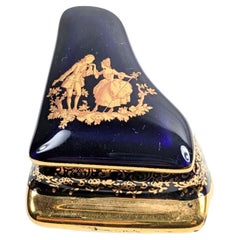 Antique Limoges 22k Gold Trinket Piano Box Louis XVI Courtesan Scene